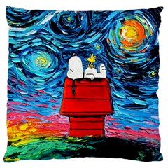 Red House Dog Cartoon Starry Night Large Cushion Case (one Side) by Modalart