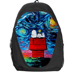 Red House Dog Cartoon Starry Night Backpack Bag by Modalart