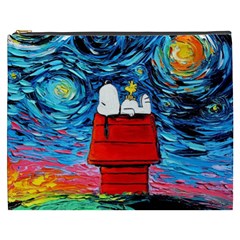 Red House Dog Cartoon Starry Night Cosmetic Bag (xxxl) by Modalart