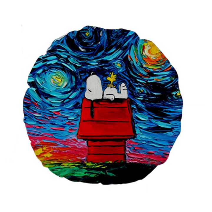 Red House Dog Cartoon Starry Night Standard 15  Premium Round Cushions