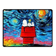 Red House Dog Cartoon Starry Night Two Sides Fleece Blanket (small) by Modalart