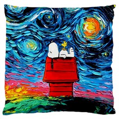 Red House Dog Cartoon Starry Night Large Premium Plush Fleece Cushion Case (one Side) by Modalart