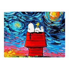 Red House Dog Cartoon Starry Night Two Sides Premium Plush Fleece Blanket (mini) by Modalart