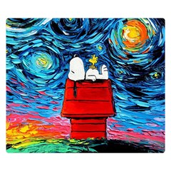 Red House Dog Cartoon Starry Night Two Sides Premium Plush Fleece Blanket (small) by Modalart