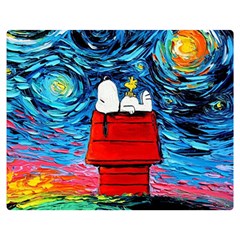 Red House Dog Cartoon Starry Night Two Sides Premium Plush Fleece Blanket (medium)