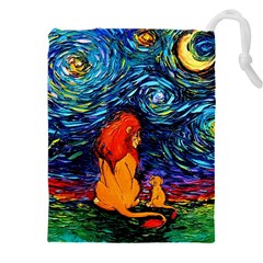 Lion Art Starry Night Van Gogh Drawstring Pouch (4xl) by Modalart