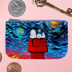 Red House Dog Cartoon Starry Night Large Coin Purse by Modalart