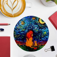 Lion Art Starry Night Van Gogh Uv Print Round Tile Coaster by Modalart