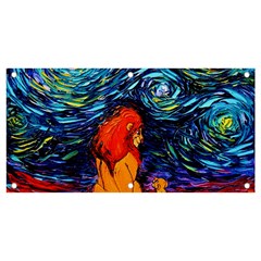 Lion Art Starry Night Van Gogh Banner And Sign 4  X 2  by Modalart