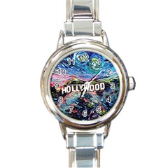 Hollywood Art Starry Night Van Gogh Round Italian Charm Watch by Modalart