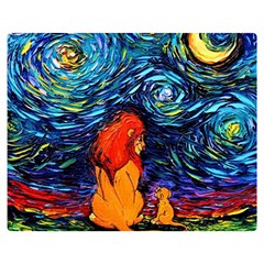 Lion Art Starry Night Van Gogh Premium Plush Fleece Blanket (medium) by Modalart