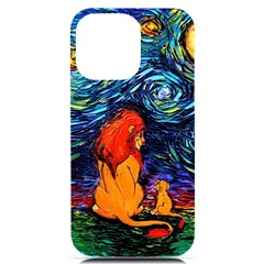 Lion Art Starry Night Van Gogh Iphone 14 Pro Max Black Uv Print Case by Modalart