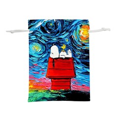 Red House Dog Cartoon Starry Night Lightweight Drawstring Pouch (m) by Modalart