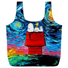 Red House Dog Cartoon Starry Night Full Print Recycle Bag (xxl) by Modalart