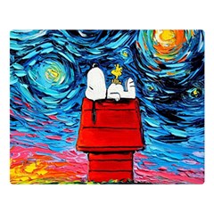 Red House Dog Cartoon Starry Night Premium Plush Fleece Blanket (large) by Modalart