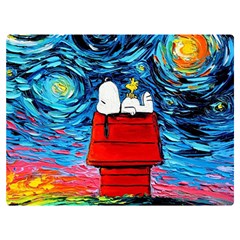 Red House Dog Cartoon Starry Night Two Sides Premium Plush Fleece Blanket (extra Small) by Modalart