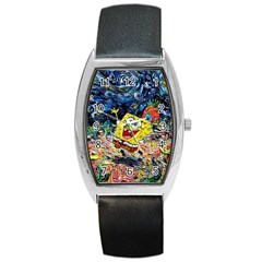 Art Cartoon Starry Night Van Gogh Barrel Style Metal Watch