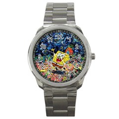 Art Cartoon Starry Night Van Gogh Sport Metal Watch by Modalart