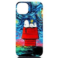 Red House Dog Cartoon Starry Night Iphone 14 Plus Black Uv Print Case by Modalart