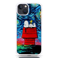 Red House Dog Cartoon Starry Night Iphone 13 Tpu Uv Print Case by Modalart