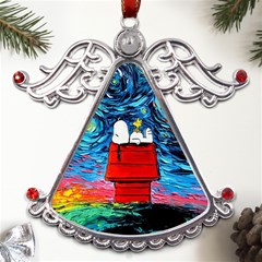 Red House Dog Cartoon Starry Night Metal Angel With Crystal Ornament