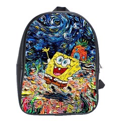 Art Cartoon Starry Night Van Gogh School Bag (large) by Modalart