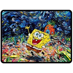 Art Cartoon Starry Night Van Gogh Fleece Blanket (large) by Modalart