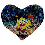 Art Cartoon Starry Night Van Gogh Large 19  Premium Heart Shape Cushions Back