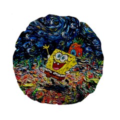 Art Cartoon Starry Night Van Gogh Standard 15  Premium Flano Round Cushions by Modalart