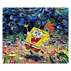 Art Cartoon Starry Night Van Gogh Two Sides Premium Plush Fleece Blanket (small) by Modalart