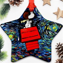 Dog Flying House Cartoon Starry Night Vincent Van Gogh Parody Ornament (star)