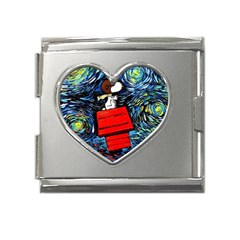 Dog Flying House Cartoon Starry Night Vincent Van Gogh Parody Mega Link Heart Italian Charm (18mm) by Modalart