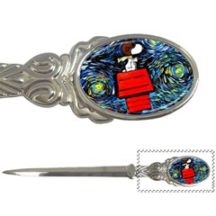 Dog Flying House Cartoon Starry Night Vincent Van Gogh Parody Letter Opener by Modalart