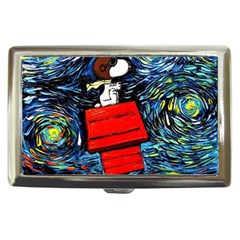 Dog Flying House Cartoon Starry Night Vincent Van Gogh Parody Cigarette Money Case by Modalart