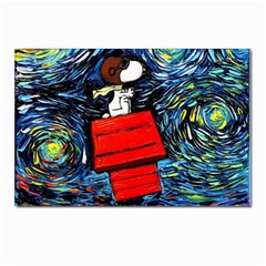 Dog Flying House Cartoon Starry Night Vincent Van Gogh Parody Postcards 5  X 7  (pkg Of 10) by Modalart