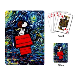 Dog Flying House Cartoon Starry Night Vincent Van Gogh Parody Playing Cards Single Design (rectangle)