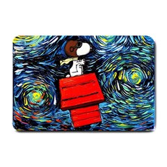 Dog Flying House Cartoon Starry Night Vincent Van Gogh Parody Small Doormat