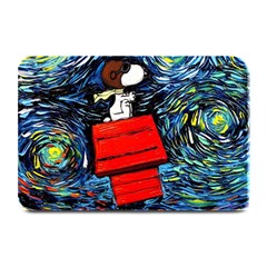 Dog Flying House Cartoon Starry Night Vincent Van Gogh Parody Plate Mats by Modalart