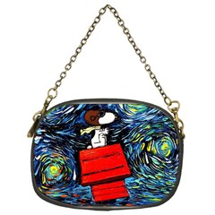 Dog Flying House Cartoon Starry Night Vincent Van Gogh Parody Chain Purse (one Side) by Modalart