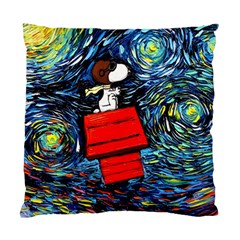 Dog Flying House Cartoon Starry Night Vincent Van Gogh Parody Standard Cushion Case (one Side) by Modalart