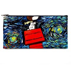 Dog Flying House Cartoon Starry Night Vincent Van Gogh Parody Pencil Case by Modalart