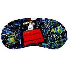 Dog Flying House Cartoon Starry Night Vincent Van Gogh Parody Sleep Mask by Modalart