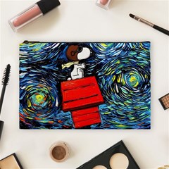 Dog Flying House Cartoon Starry Night Vincent Van Gogh Parody Cosmetic Bag (large) by Modalart