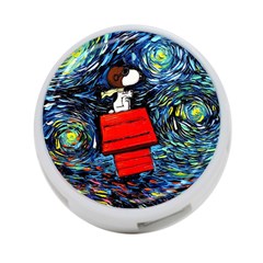 Dog Flying House Cartoon Starry Night Vincent Van Gogh Parody 4-port Usb Hub (two Sides) by Modalart