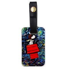 Dog Flying House Cartoon Starry Night Vincent Van Gogh Parody Luggage Tag (one Side) by Modalart