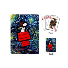 Dog Flying House Cartoon Starry Night Vincent Van Gogh Parody Playing Cards Single Design (mini)