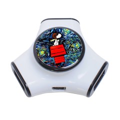 Dog Flying House Cartoon Starry Night Vincent Van Gogh Parody 3-port Usb Hub by Modalart