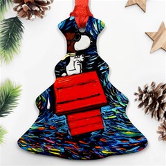 Dog Flying House Cartoon Starry Night Vincent Van Gogh Parody Ornament (christmas Tree) 