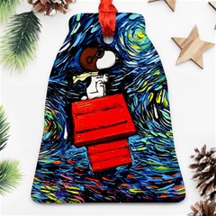 Dog Flying House Cartoon Starry Night Vincent Van Gogh Parody Bell Ornament (two Sides)