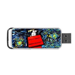 Dog Flying House Cartoon Starry Night Vincent Van Gogh Parody Portable Usb Flash (one Side) by Modalart